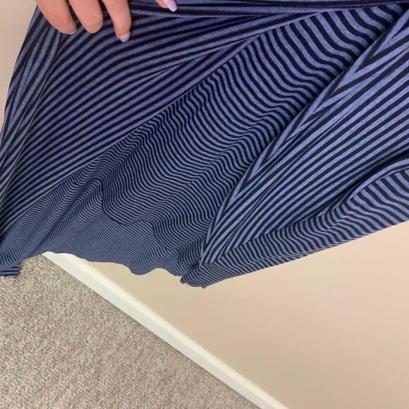 Bailey / 44 navy blue striped asymmetrical dress size M - Picture 5 of 13